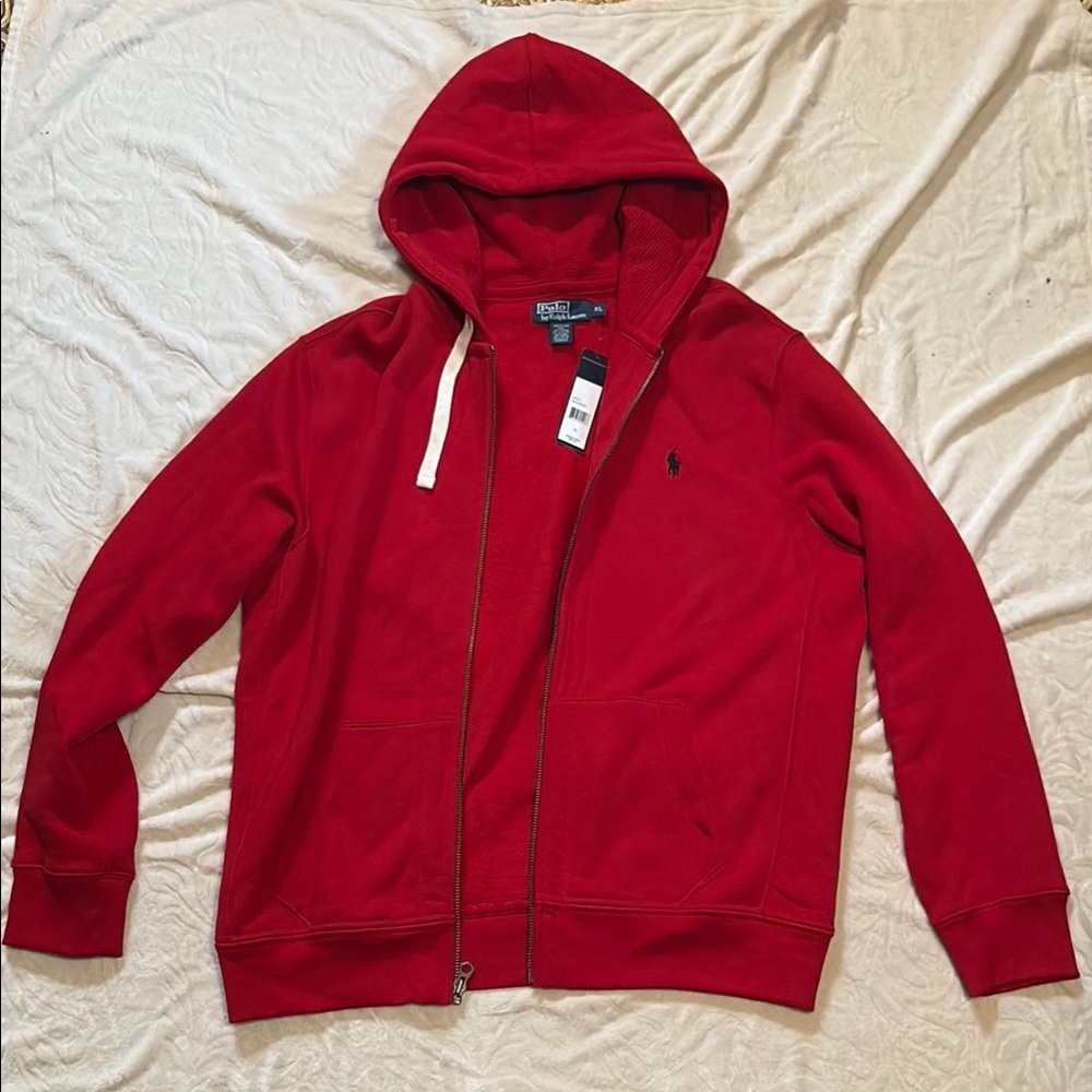 Polo by Ralph Lauren Men's Bold Red Zip-Up Hoodie